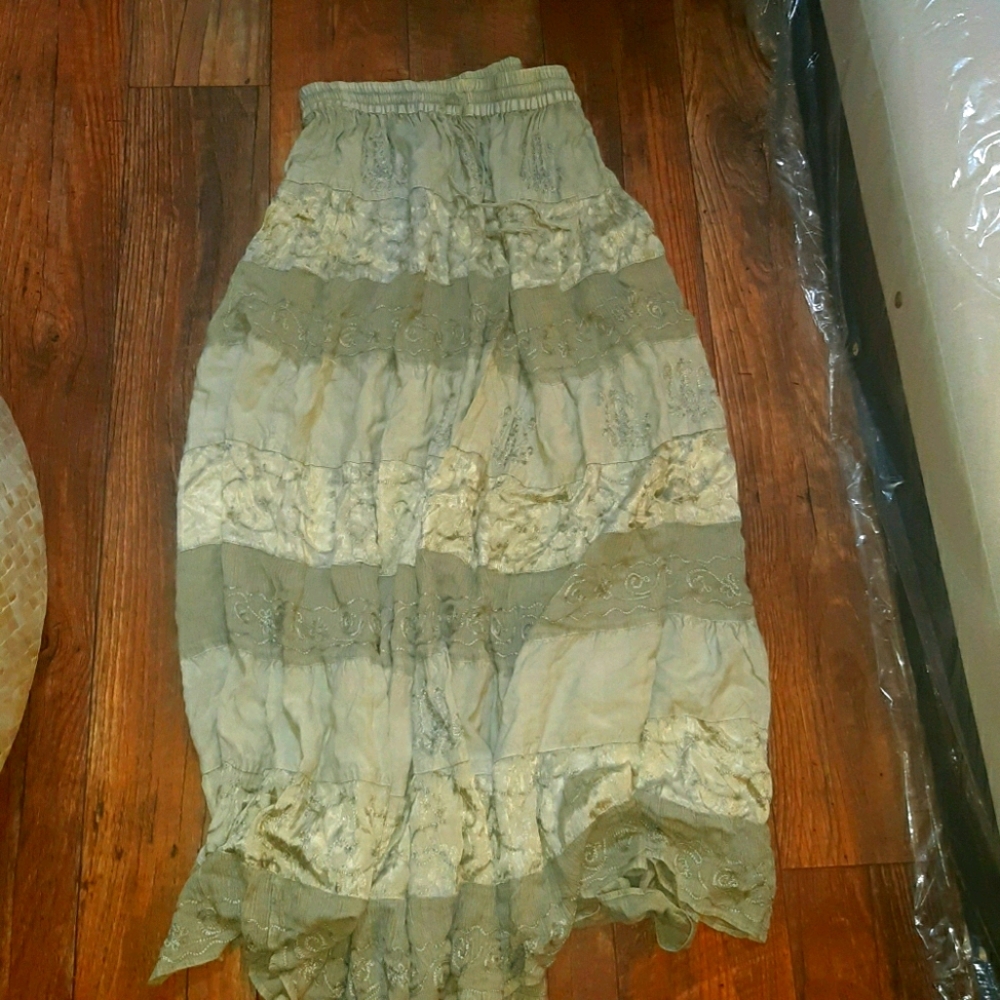 BOHO GREEN MAXI SKIRT One Size